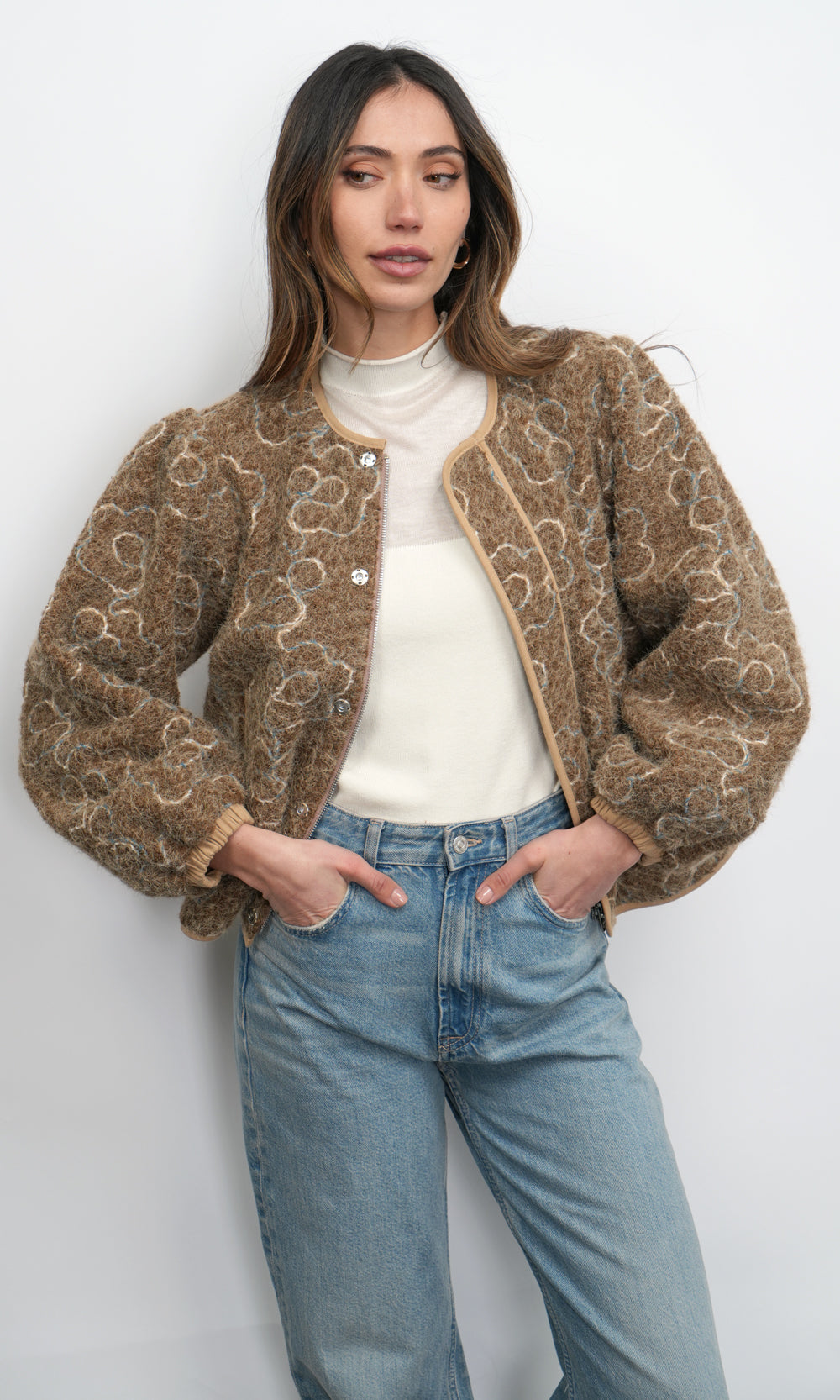 Harrison Embroidered Fuzzy Jacket