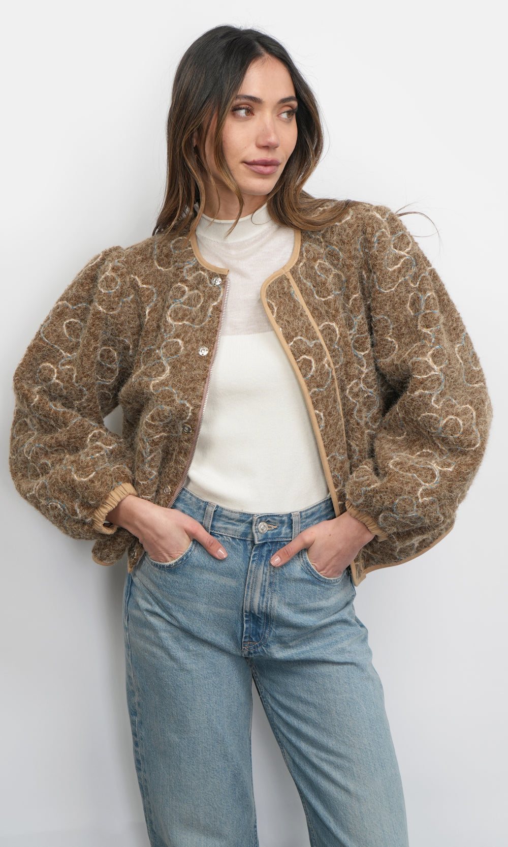 Harrison Embroidered Fuzzy Jacket
