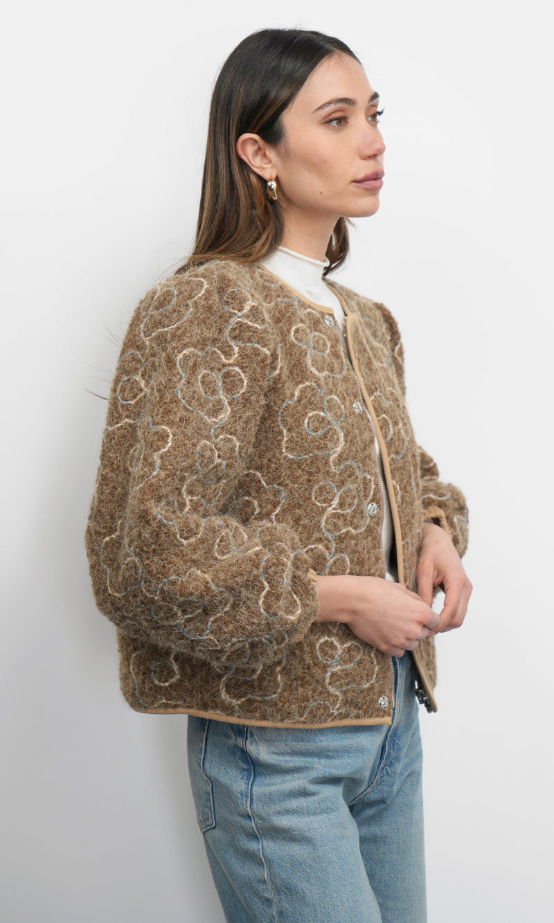 Harrison Embroidered Fuzzy Jacket