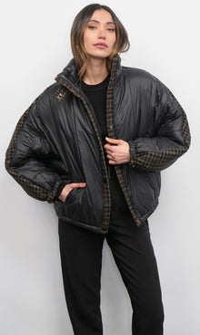 Beryl Mixed Media Quilted Puffer