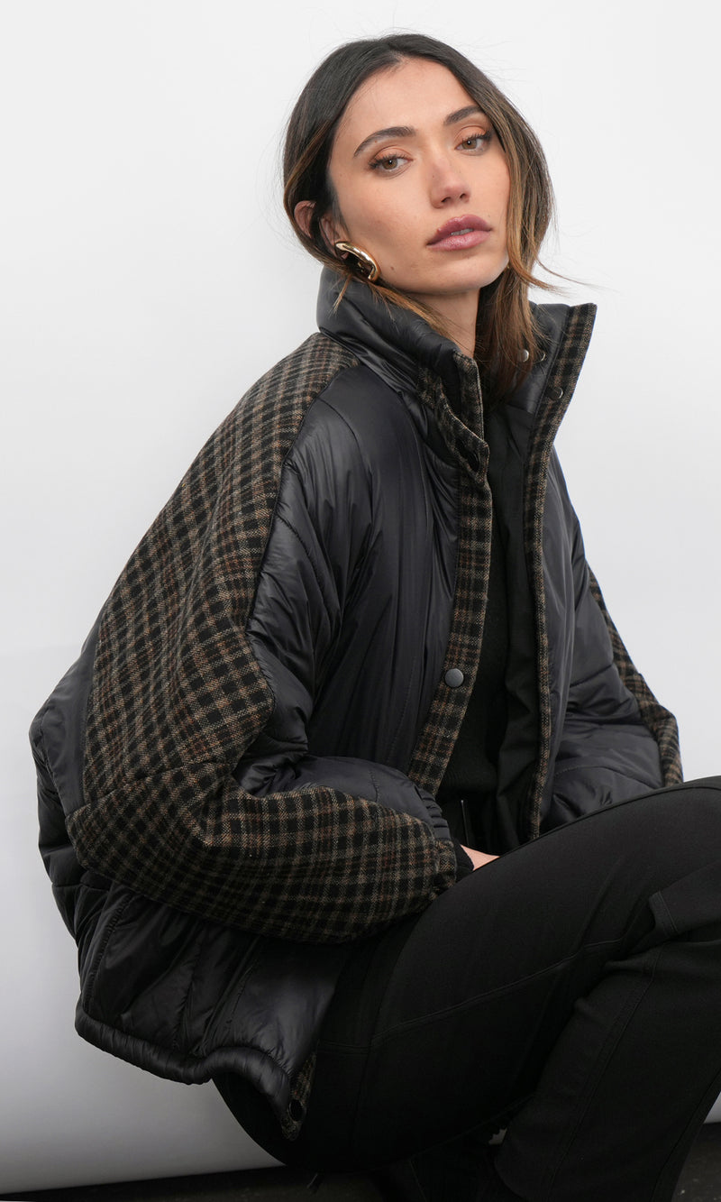 Beryl Mixed Media Quilted Puffer