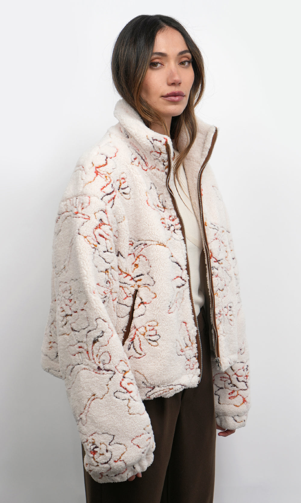 Jimi Embroidered Sherpa Bomber Jacket | Greylin Collection