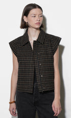 Londyn Plaid Zip Up Vest