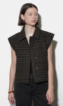 Londyn Plaid Zip Up Vest