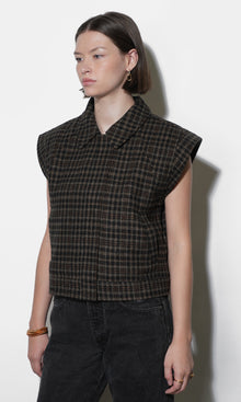 Londyn Plaid Zip Up Vest