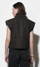 Londyn Plaid Zip Up Vest