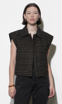 Londyn Plaid Zip Up Vest