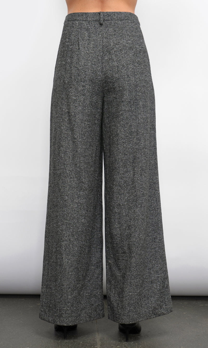 Adele High Waist Herringbone Wide Trousers