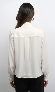 Cameron Button Up Neck Tie Blouse