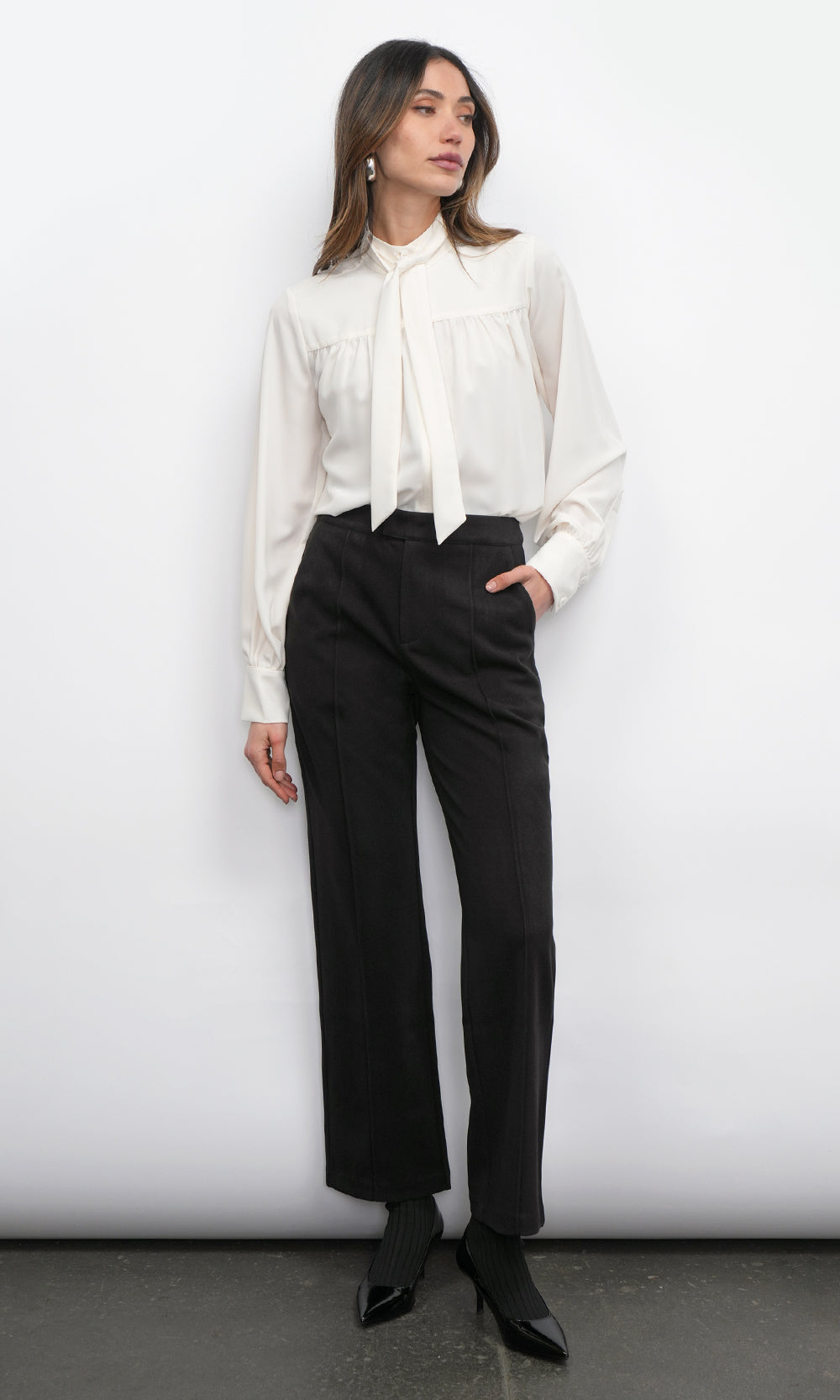 Augustine Brushed High Waist Straight Trouser