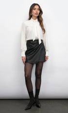 Cameron Button Up Neck Tie Blouse