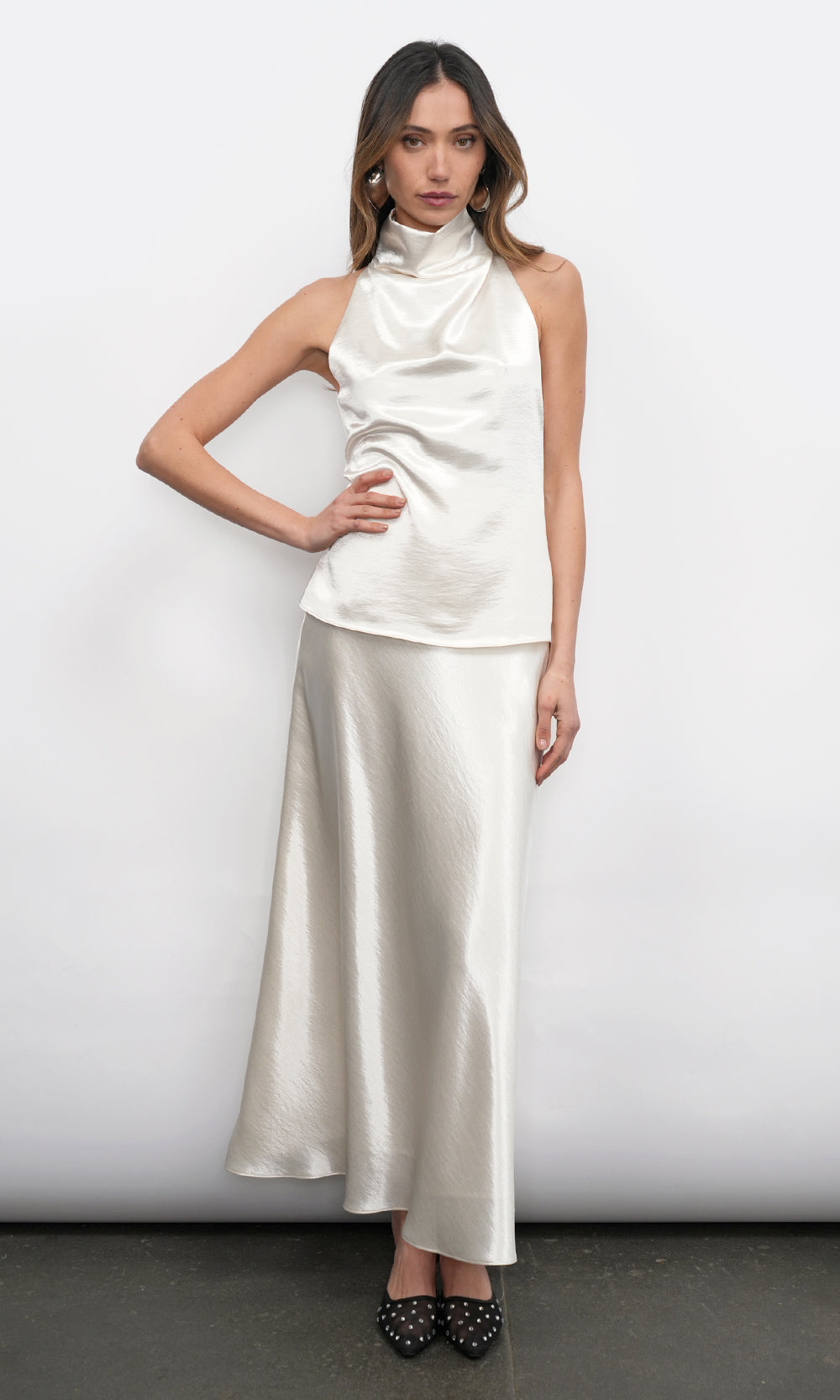 Addison Cowl Funnel Neck Halter Top