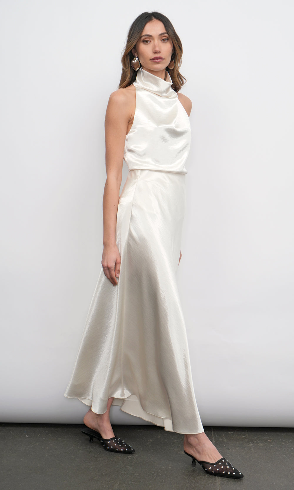 Paige Pearl Midi Slip Skirt