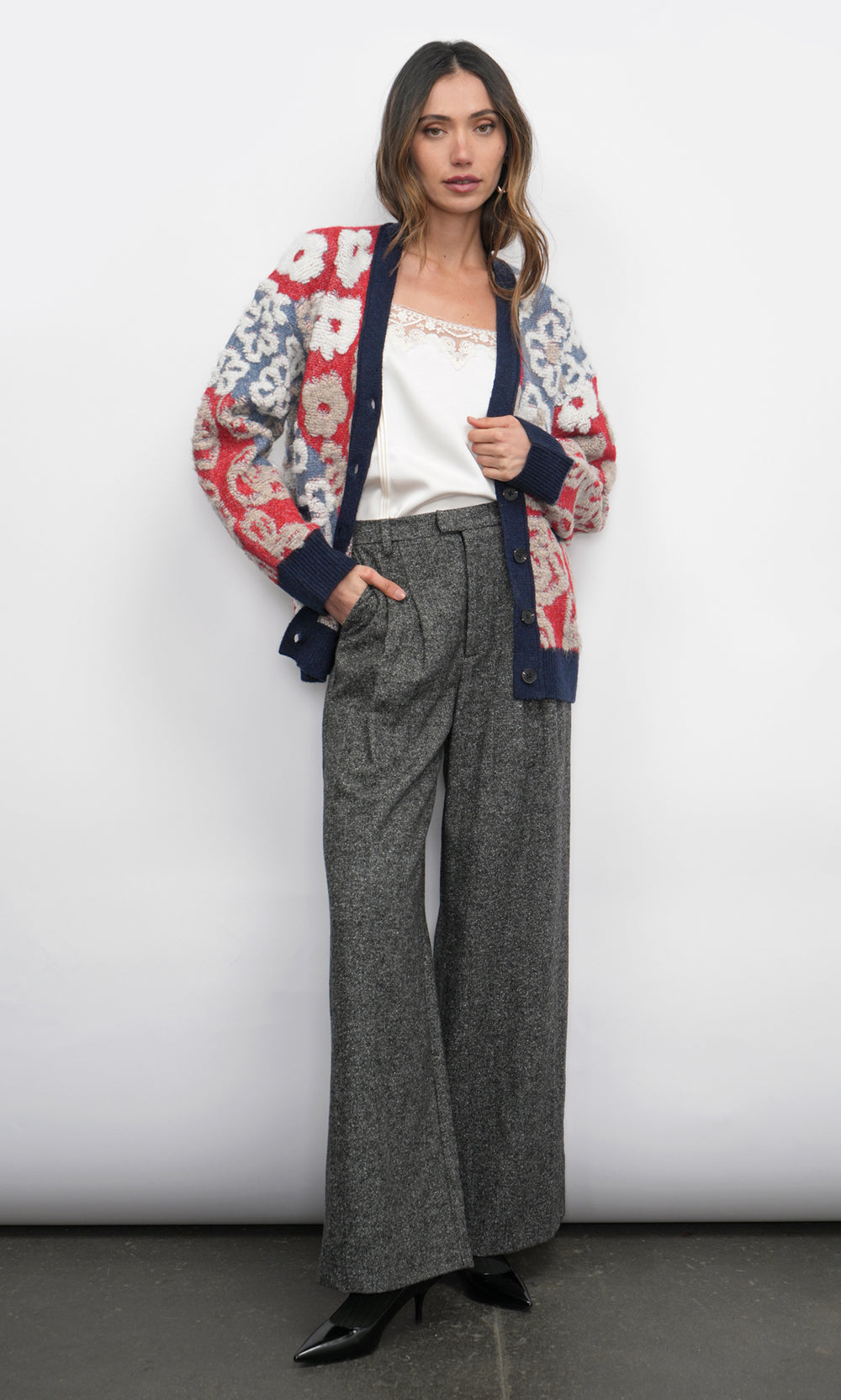 Mina Mix Motif Oversized Cardigan