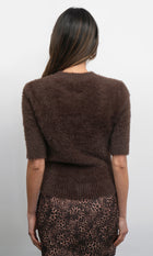 Odette Fuzzy Elbow Sleeve Knit Top