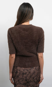 Odette Fuzzy Elbow Sleeve Knit Top