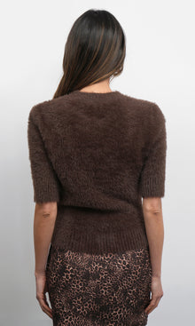 Odette Fuzzy Elbow Sleeve Knit Top