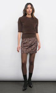Odette Fuzzy Elbow Sleeve Knit Top