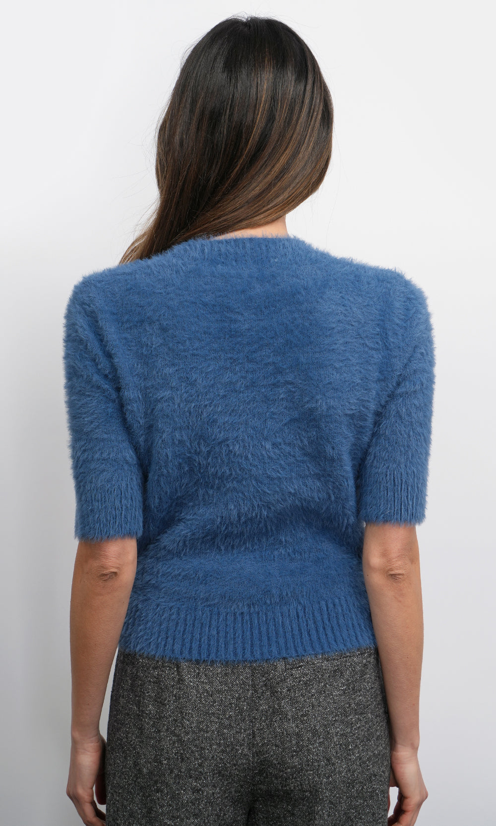 Odette Fuzzy Elbow Sleeve Knit Top