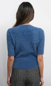 Odette Fuzzy Elbow Sleeve Knit Top