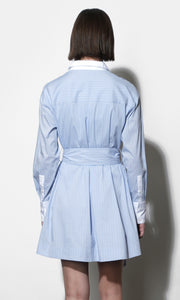 Faith Stripe Godet Mini Shirt Dress