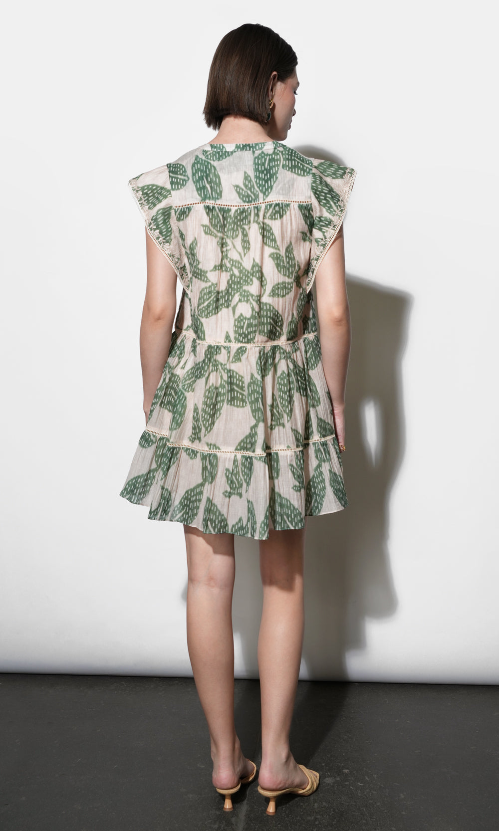 Greylin: Briar Tiered Embroidered Shift Mini Dress GREEN / L Greylin: Briar Tiered Embroidered Shift Mini Dress GREEN / L