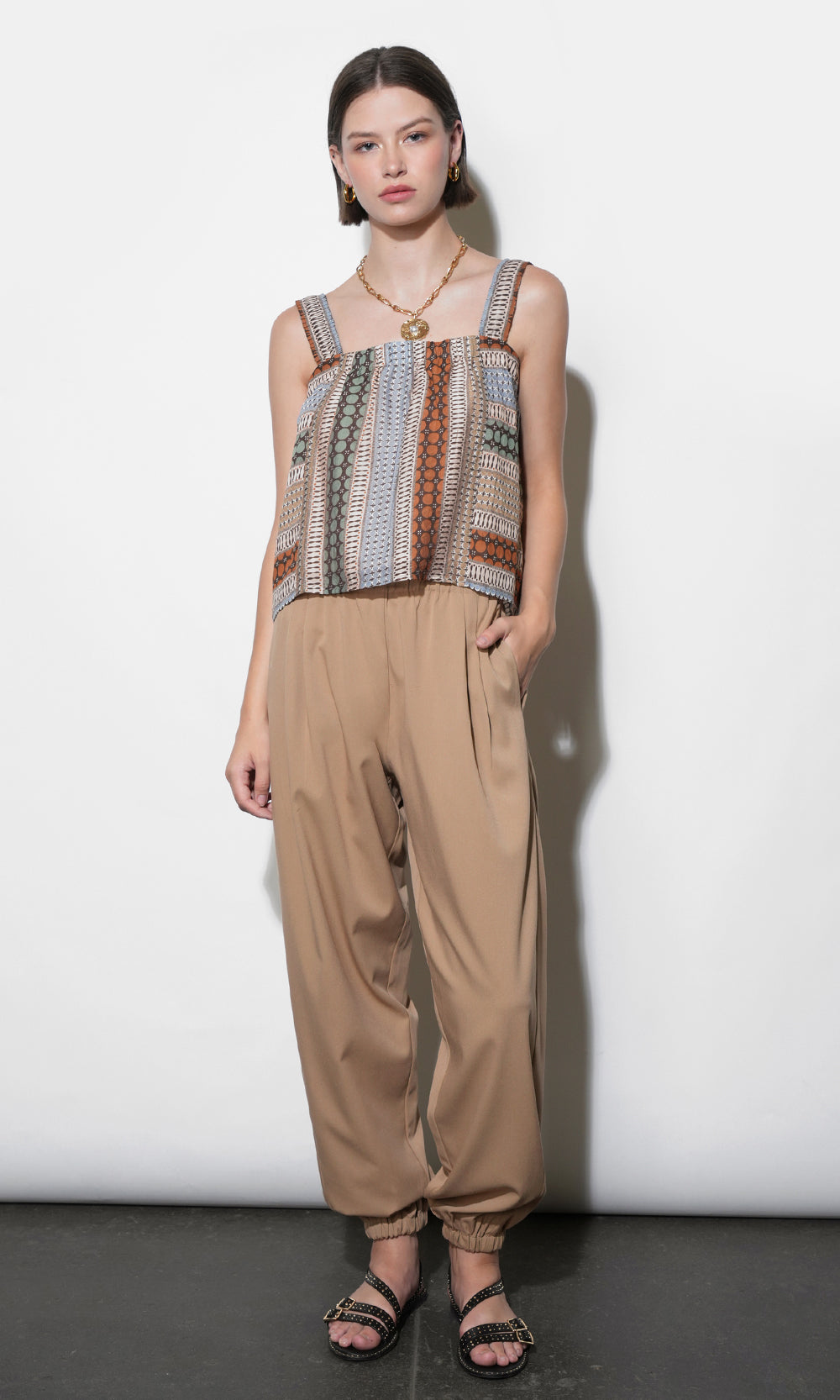 Kai Pleated Strap Tank