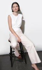 Alba Padded Shoulder Drape Jersey Top