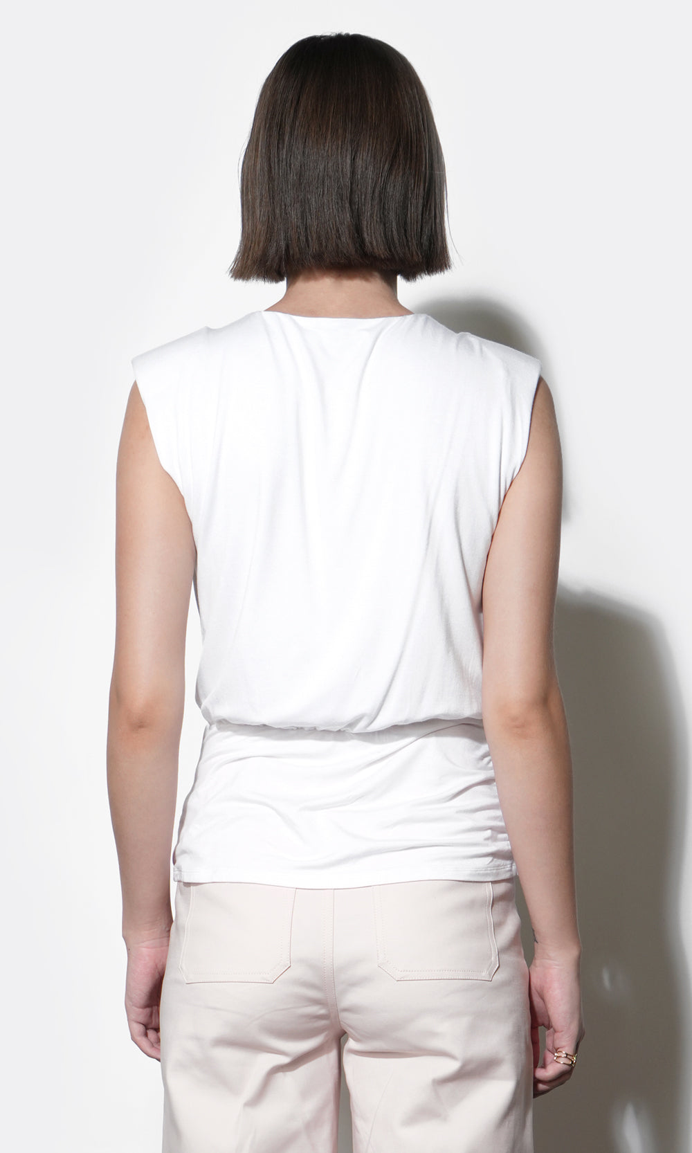 Alba Padded Shoulder Drape Jersey Top