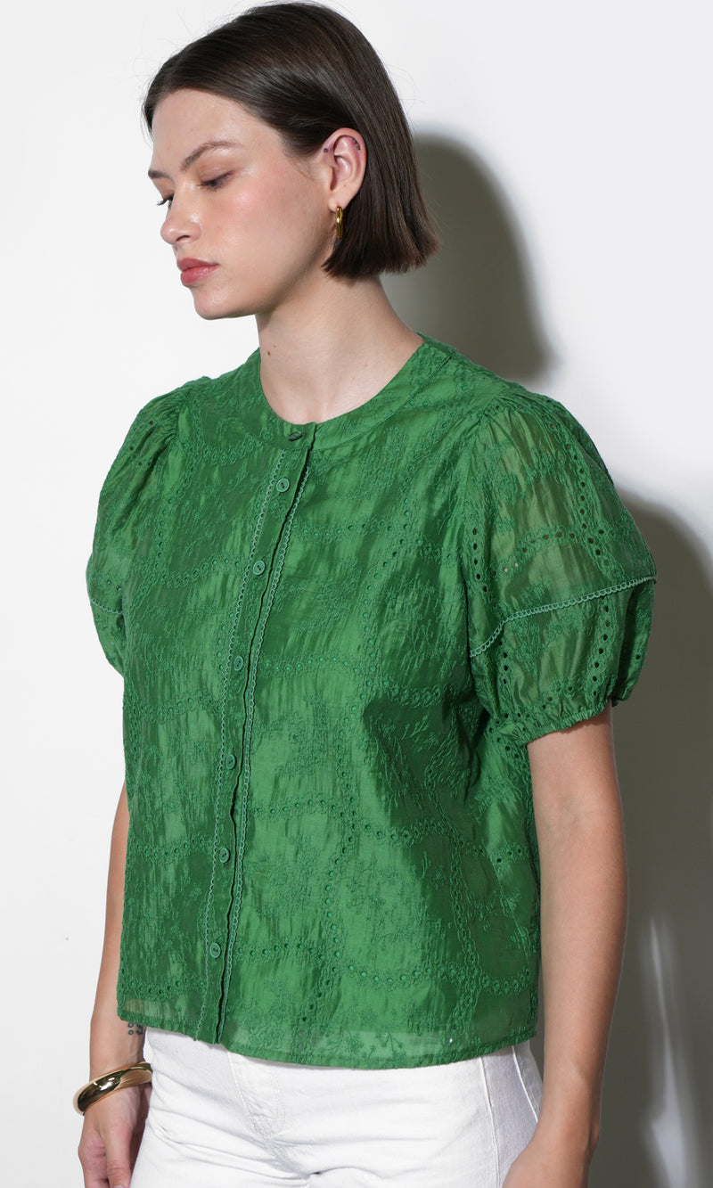 Sadie Puff Sleeve Eyelet Embroidered Blouse