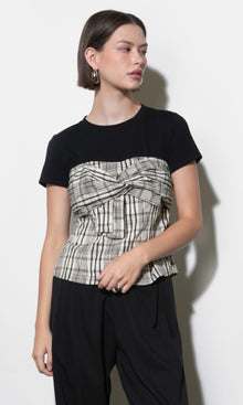 Nadia Knit Combo Twist Front Top