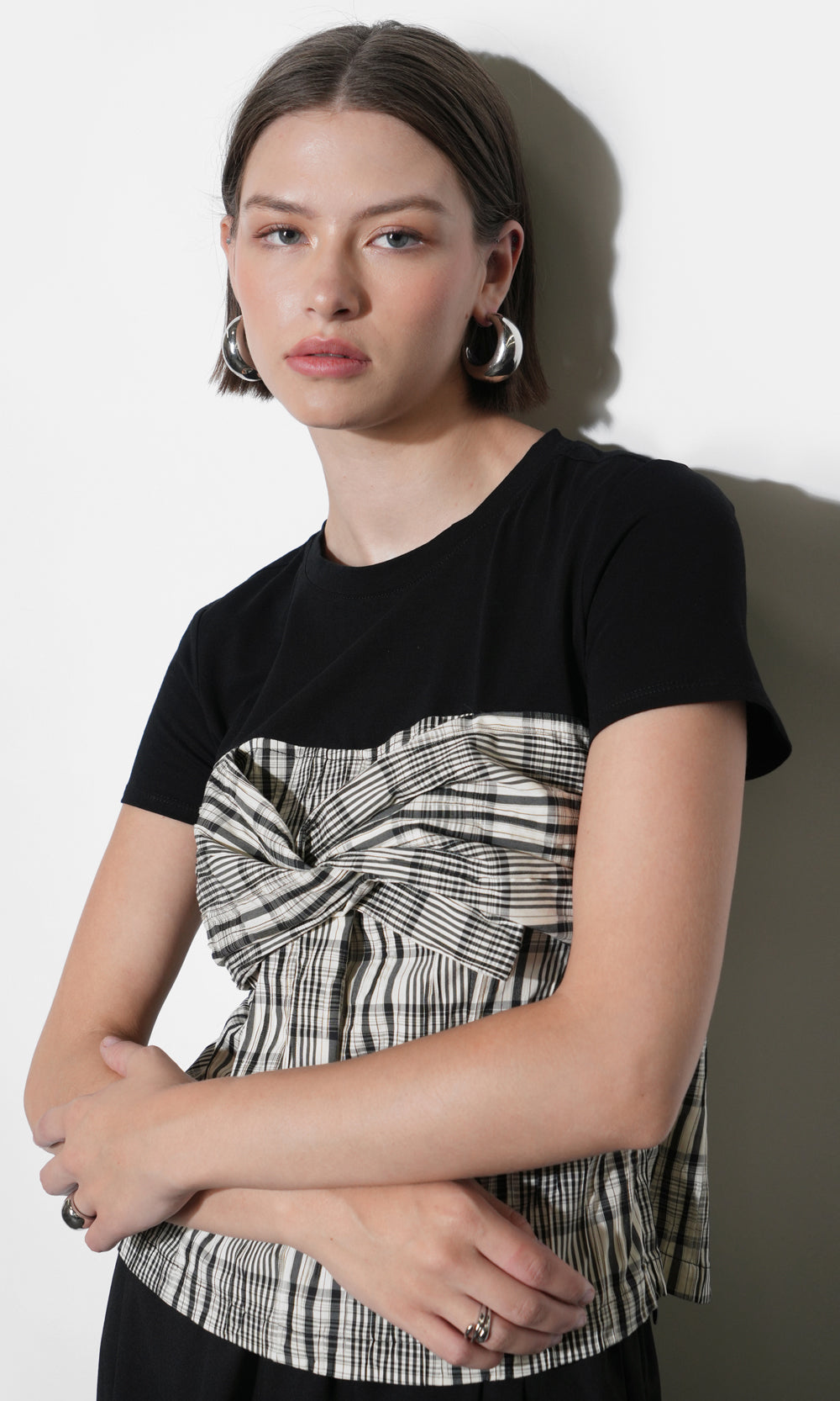 Nadia Knit Combo Twist Front Top