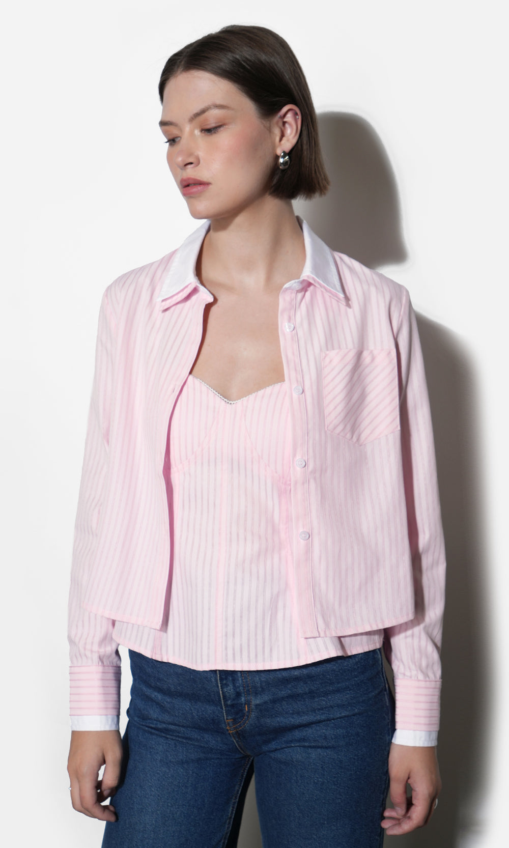 Daphne Contrast Collar Button Down Shirt