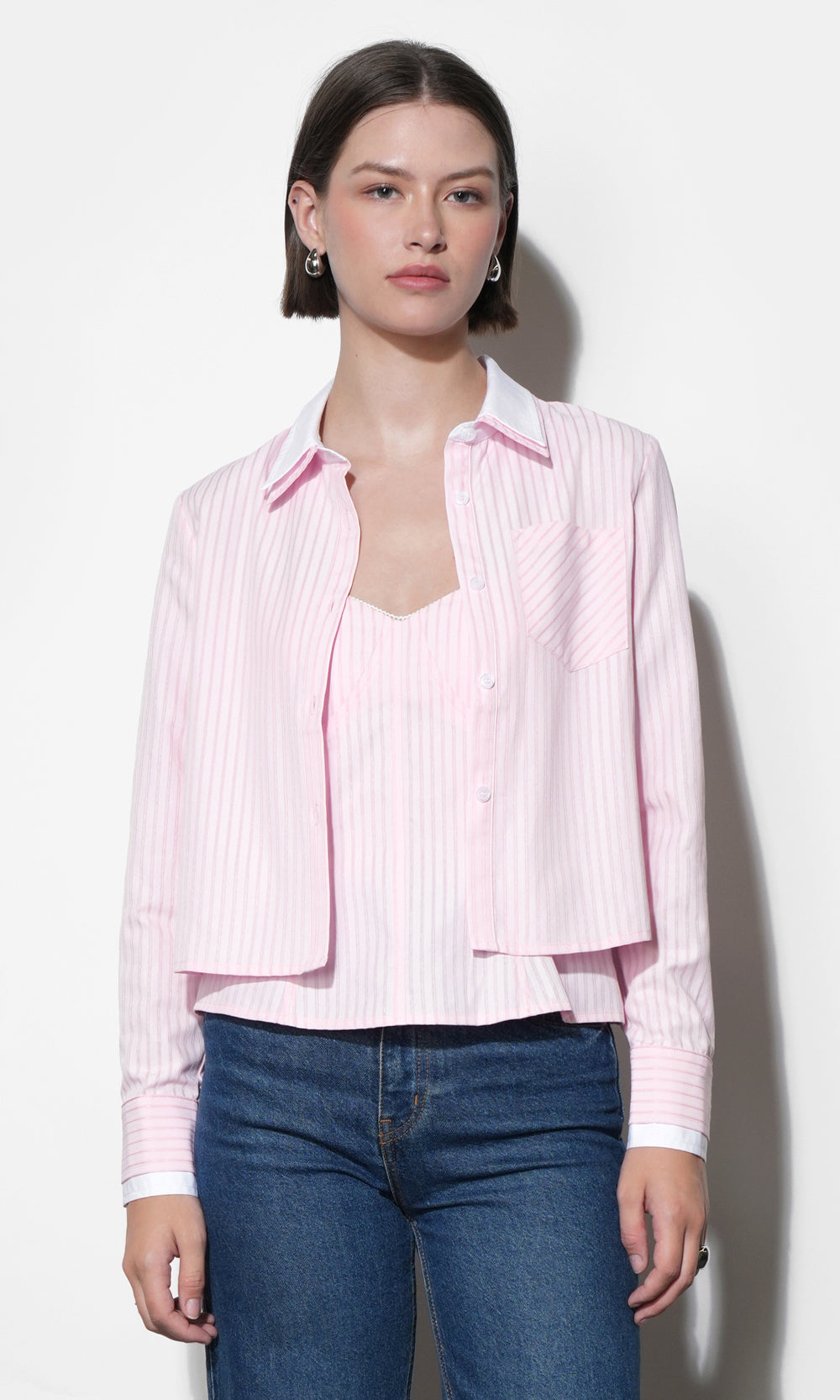 Daphne Contrast Collar Button Down Shirt | Greylin XS / PINK Frost Daphne Contrast Collar Button Down Shirt | Greylin XS / PINK Frost