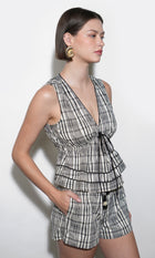 Evelyn Sleeveless Neck Drawstring Top