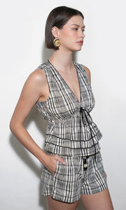 Evelyn Sleeveless Neck Drawstring Top