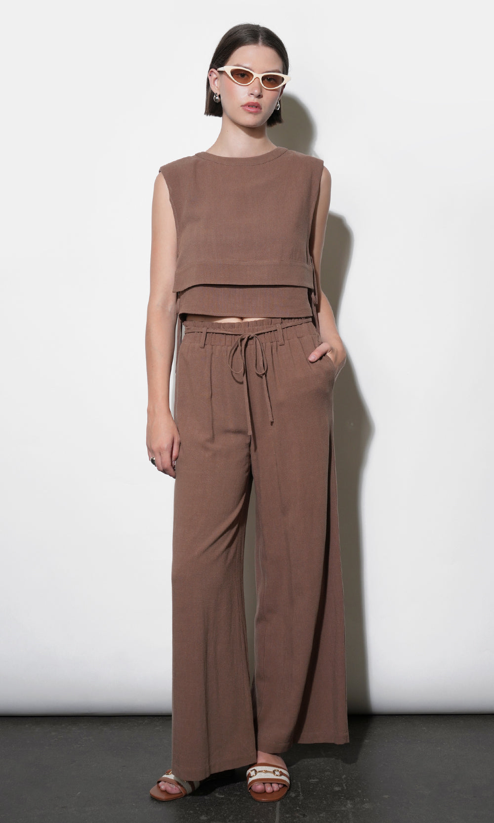 Mia Easy Wide Leg Pant With Tie Belt