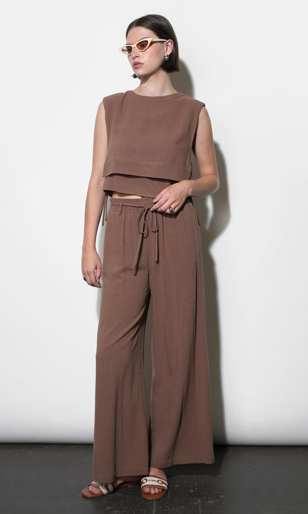 Mia Easy Wide Leg Pant With Tie Belt
