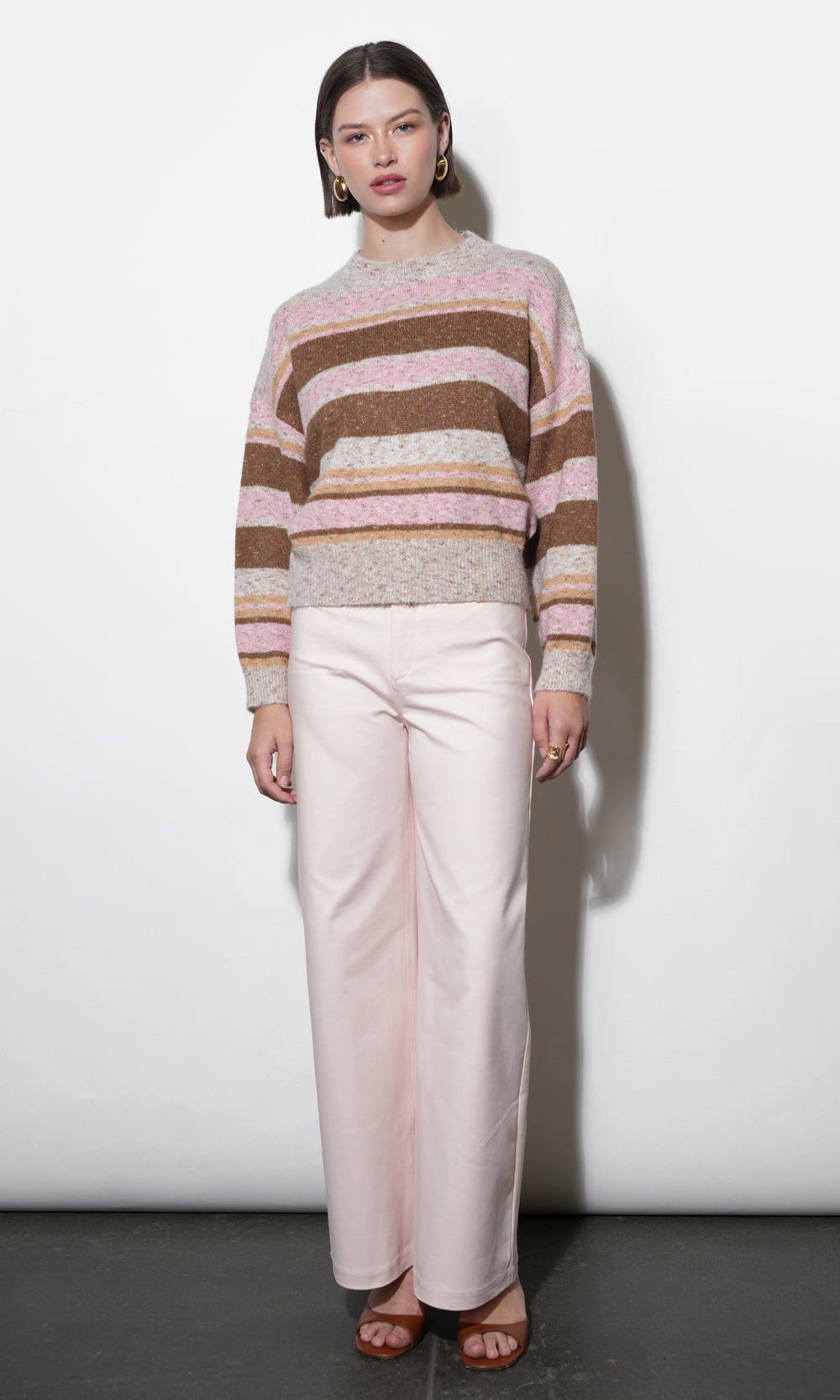 Wendy Slouchy Crew Neck Stripe Sweater