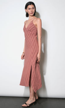Leah Asymmetric Surplice Neck Stripe Dress