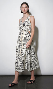 Evelyn Side Cut Out Knotted Strap Midi Dress