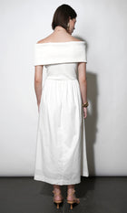 Marjorie Mixed Media Off Shoulder Midi Dress