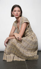 Elizabeth Dolman Sleeve Plaid Belted Midi Dress