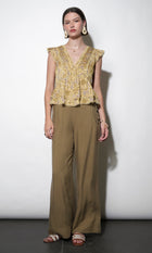 Chloe Wide Leg Pants With Side Button Detail