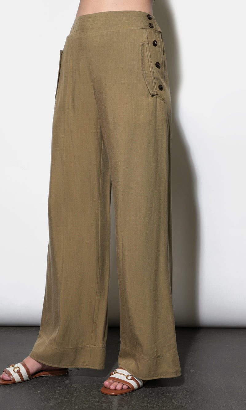 Chloe Wide Leg Pants With Side Button Detail