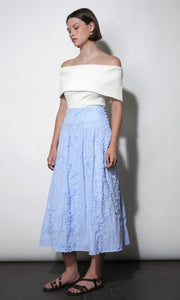 Aurora Midi Stripe Embroidered Skirt