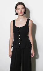 Elowyn Button Up Pleated Tank