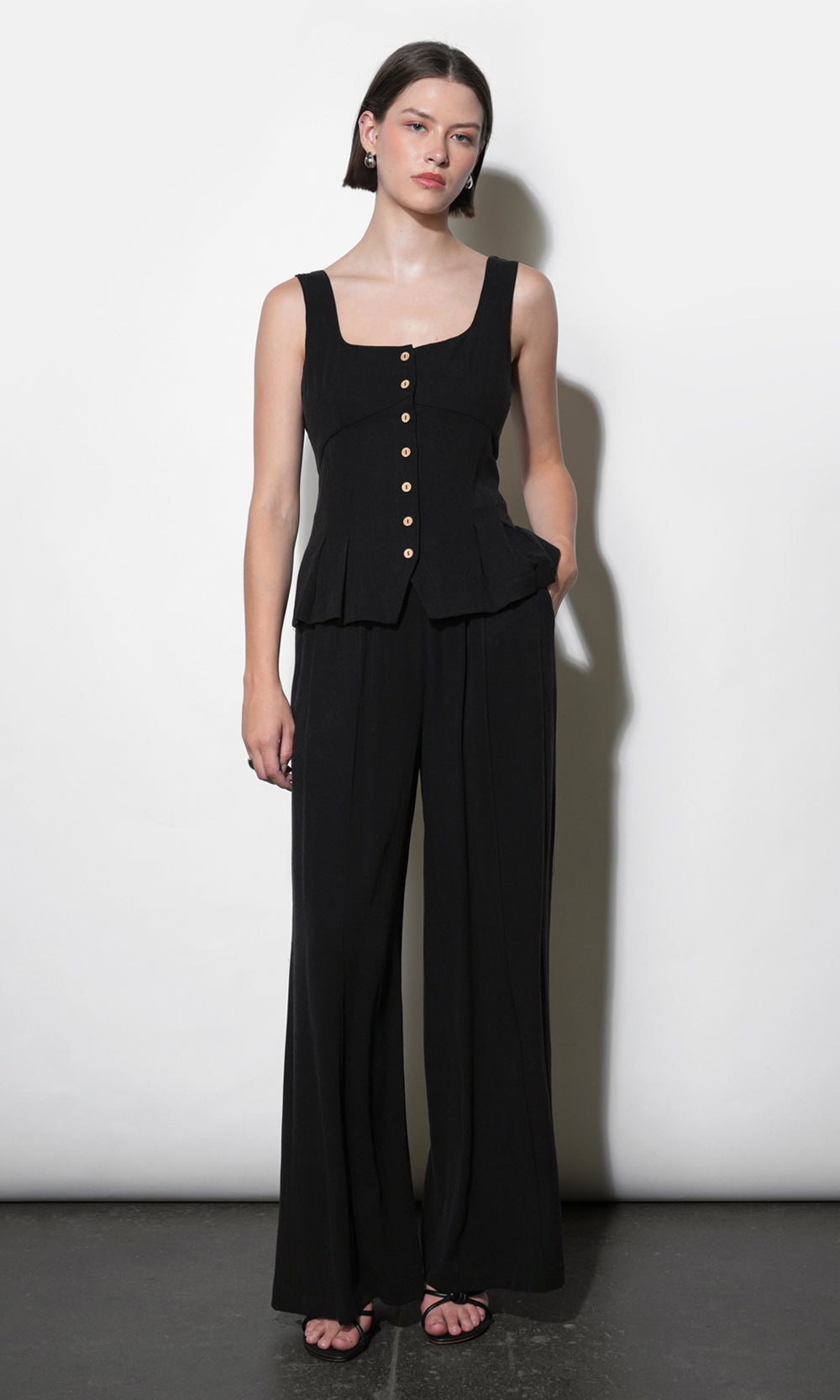 Rowyn Pin Tucked Wide Leg Pants | Greylin
