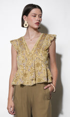 Aurora Pintuck Flutter Sleeve Top