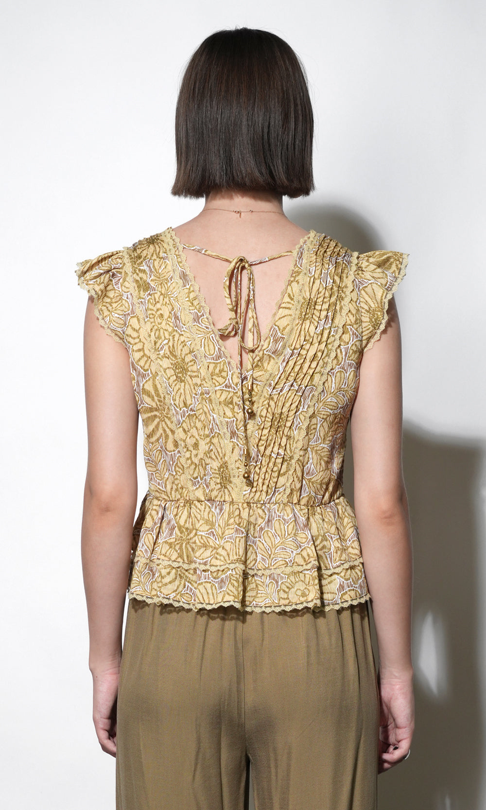 Aurora Pintuck Flutter Sleeve Top